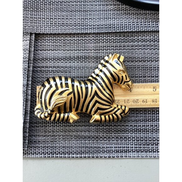 vintage signed doreen ryan 94 zebra belt buckle sturdy chunky metal statement go - Picture 5 of 5